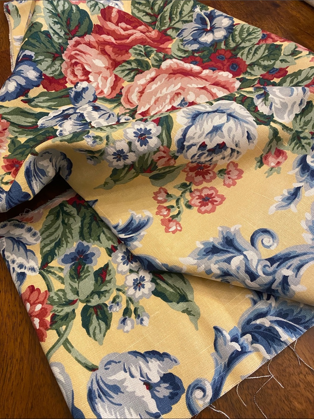 Rose Cliff Barrow Industries  Yellow Floral Upholstery Fabric Pieces